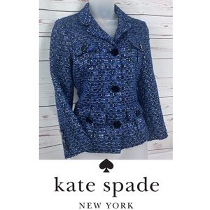 Kate Spade Blazer Boucle Tweed Grosgrain Belt